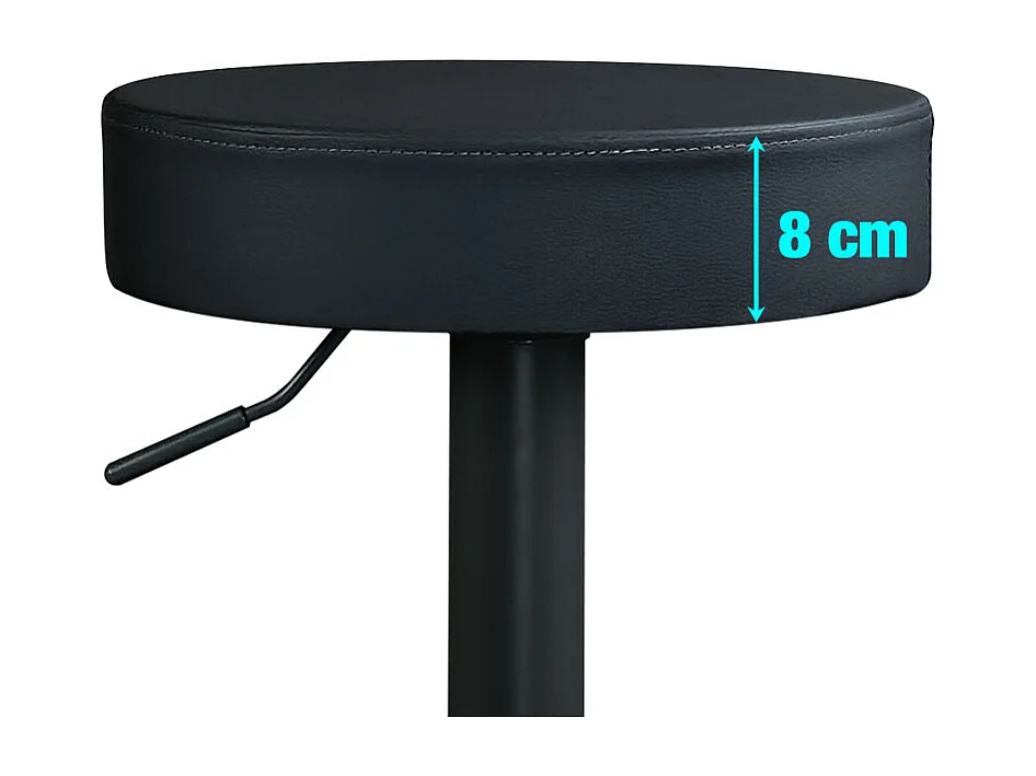 Lot 2 tabourets bar noir rond simili rembourré pivotant hauteur réglable YO (noir intégral)