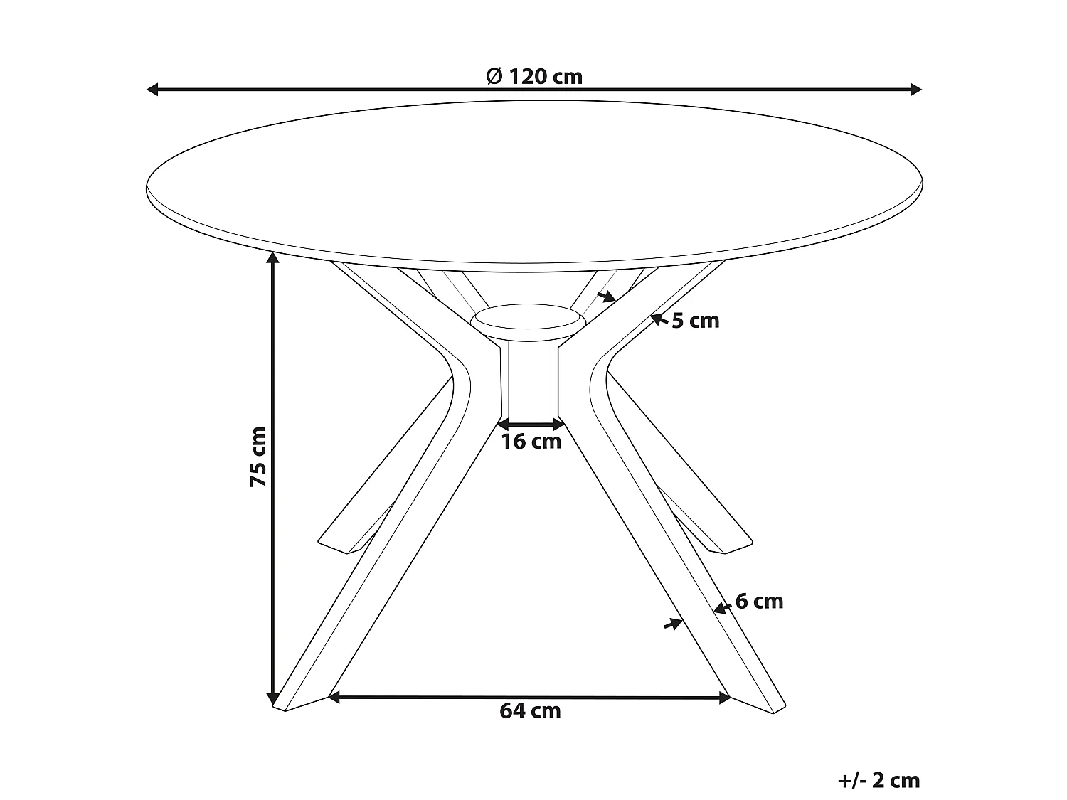 Table de repas TYMIS Acajou foncé 120 cm 120 cm