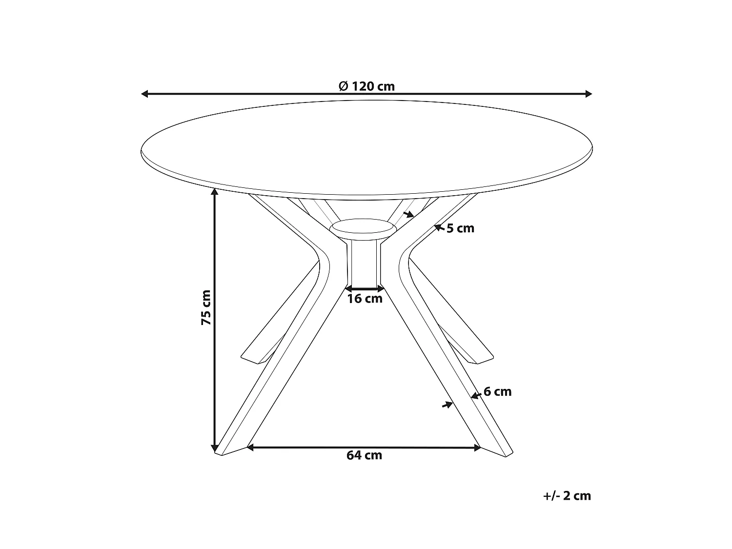 Table de repas TYMIS Acajou foncé 120 cm 120 cm