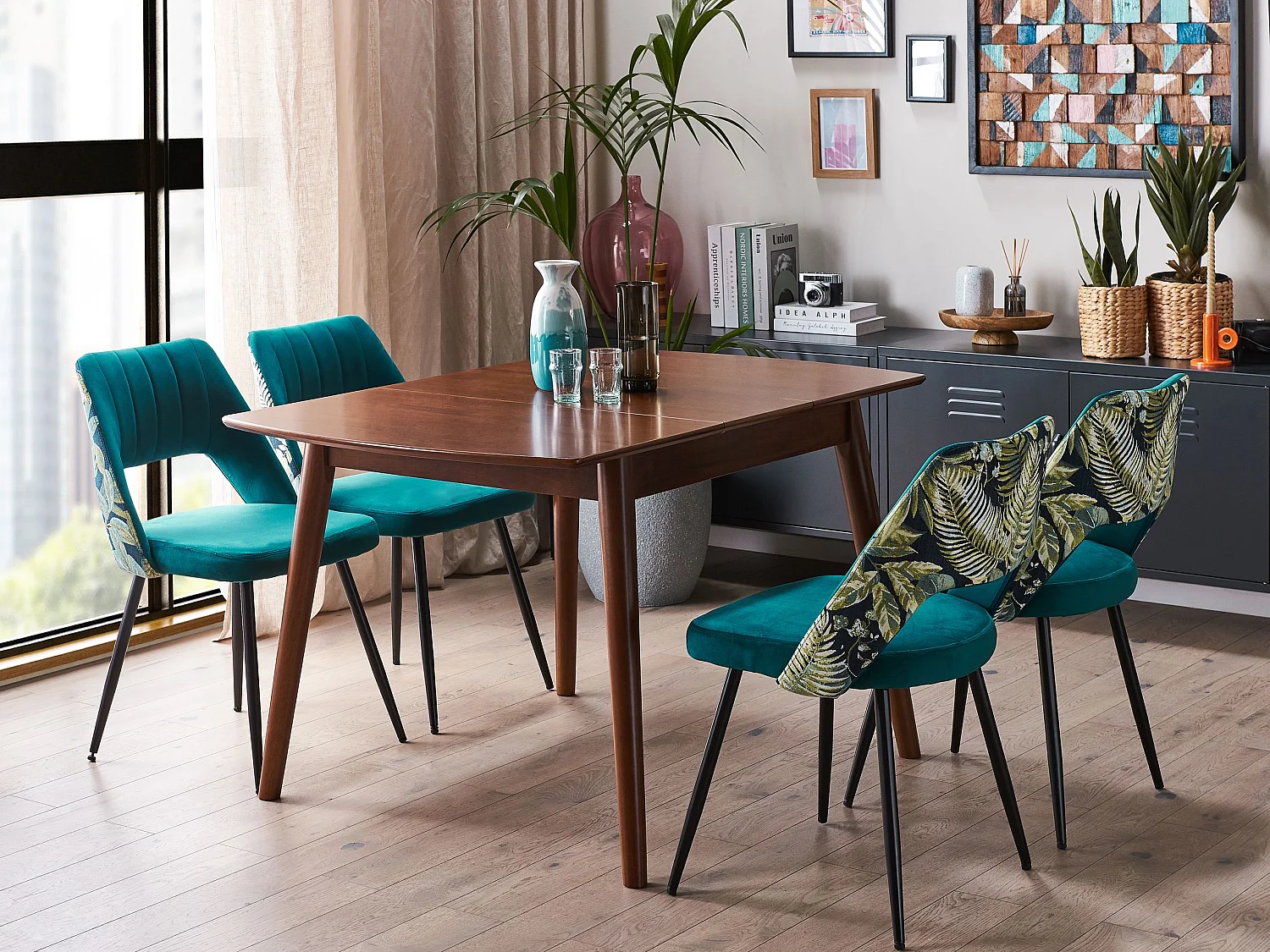 Table de salle à manger extensible TOMS Marron foncé 100/130 cm 80 cm Bois