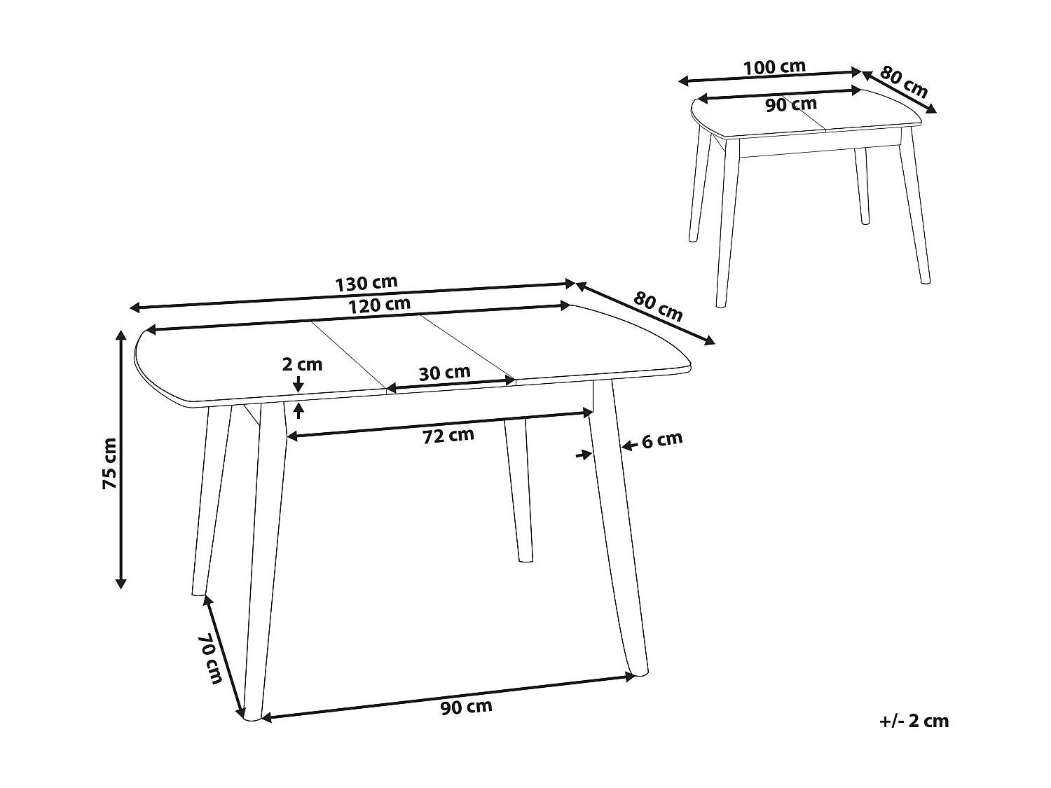 Tavolo da pranzo estensibile TOMS Marrone scuro 100/130 cm 80 cm Legno