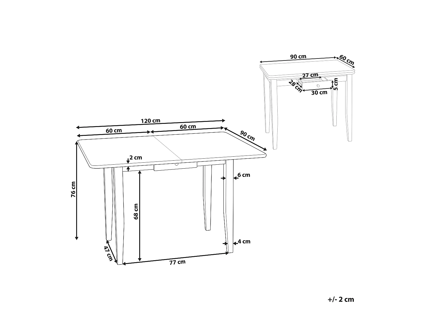 Table de salle à manger extensible MASELA Marron 90/120 cm 60 cm Bois