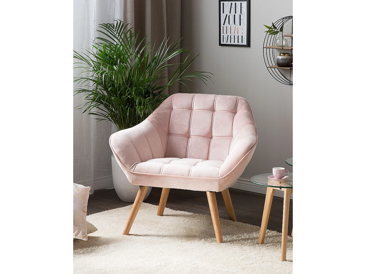 Fauteuil KARIS Velours Rose