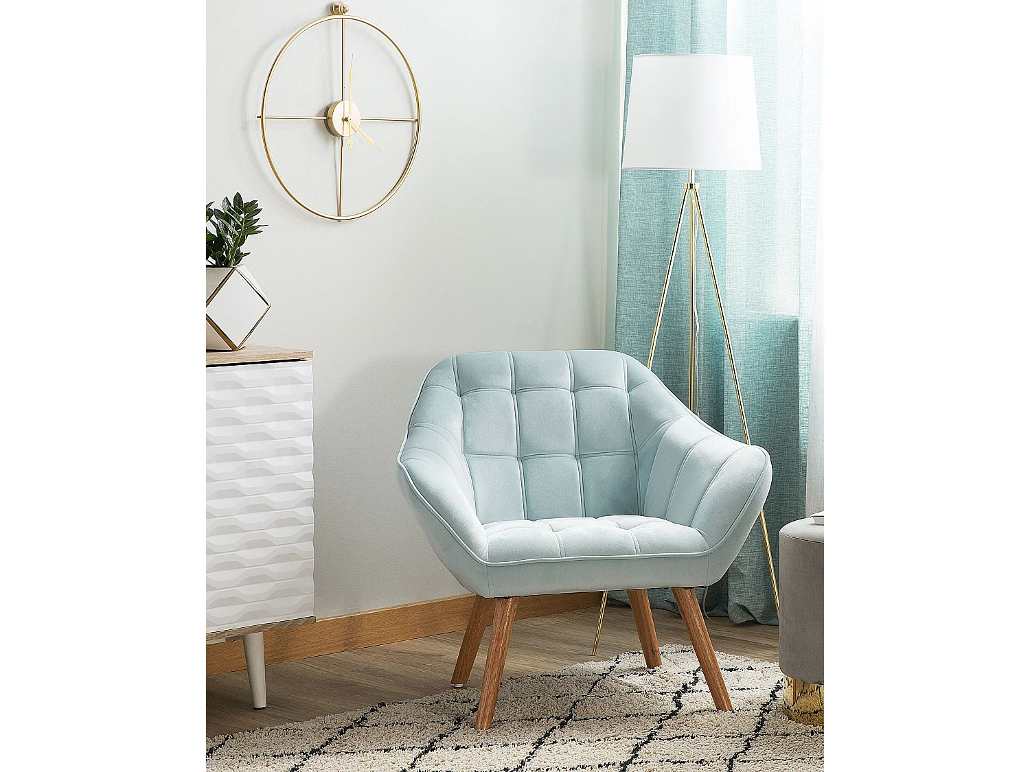 Fauteuil KARIS Fluweel Lichtblauw