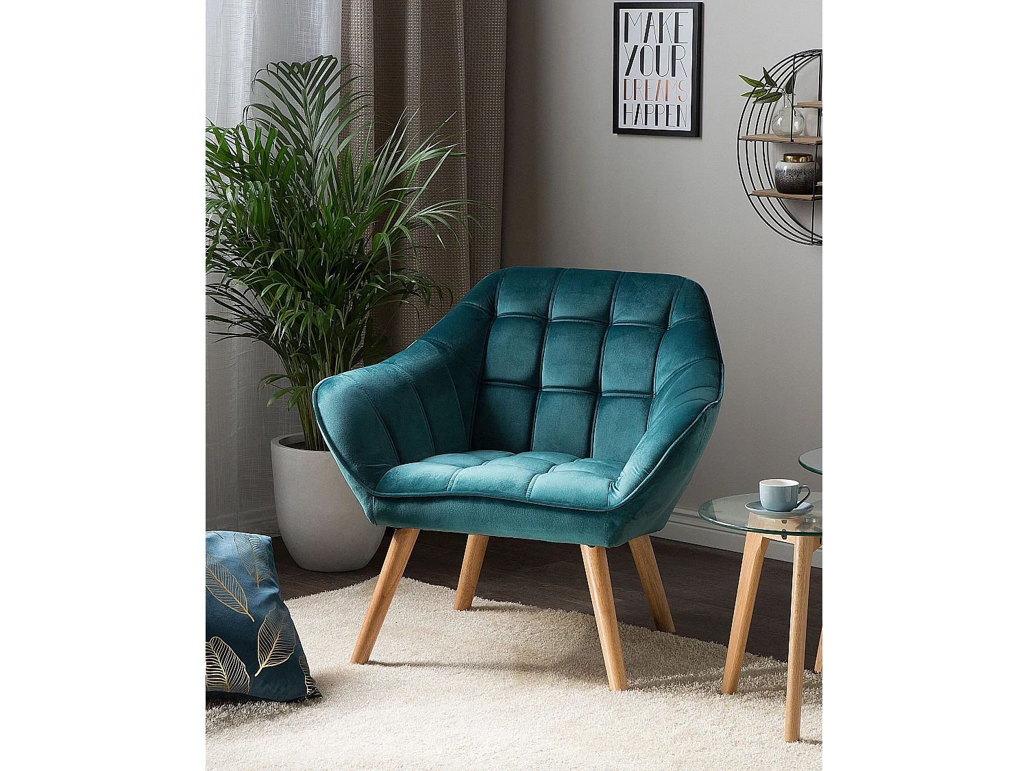 Fauteuil KARIS Fluweel Blauwgroen