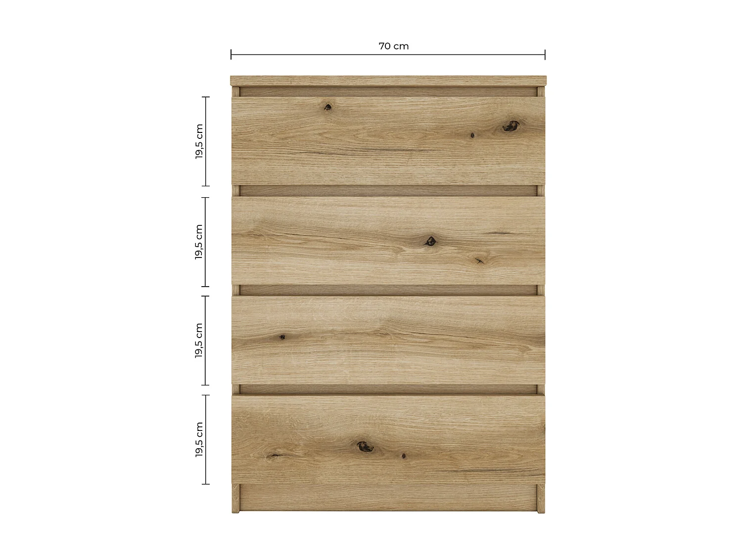 ASTER T4 - Cómoda moderna de 4 cajones - 97x70x40 - Mueble de almacenaje - Estilo escandinavo - Imitación madera