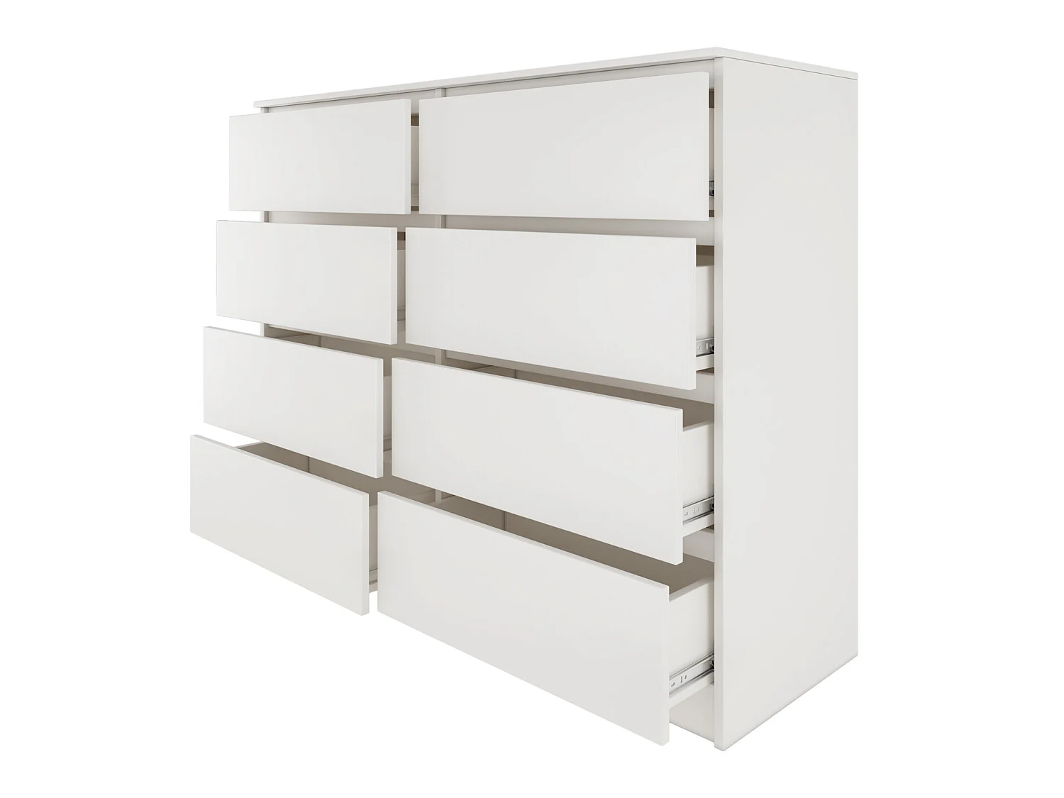 MILANO | Cassettiera moderna per camera da letto/soggiorno/ufficio 40x120x97 | 8 cassetti scorrevoli | Mobile contenitore | chiffon