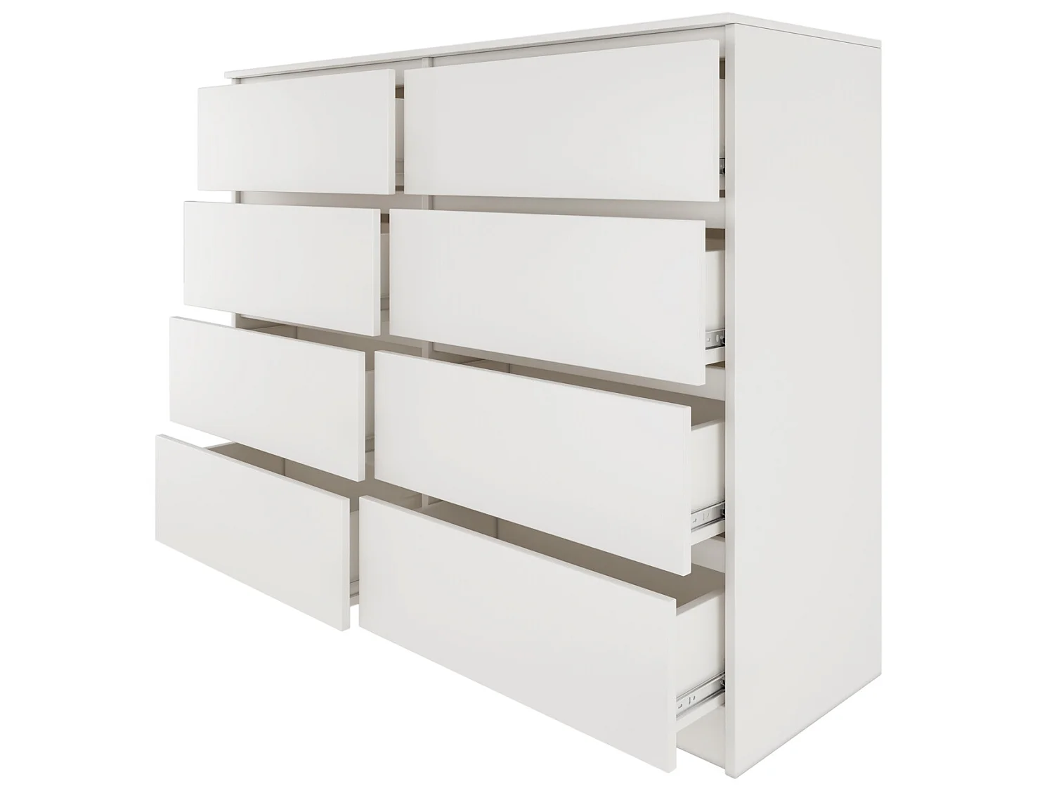 MILANO | Cassettiera moderna per camera da letto/soggiorno/ufficio 40x120x97 | 8 cassetti scorrevoli | Mobile contenitore | chiffon