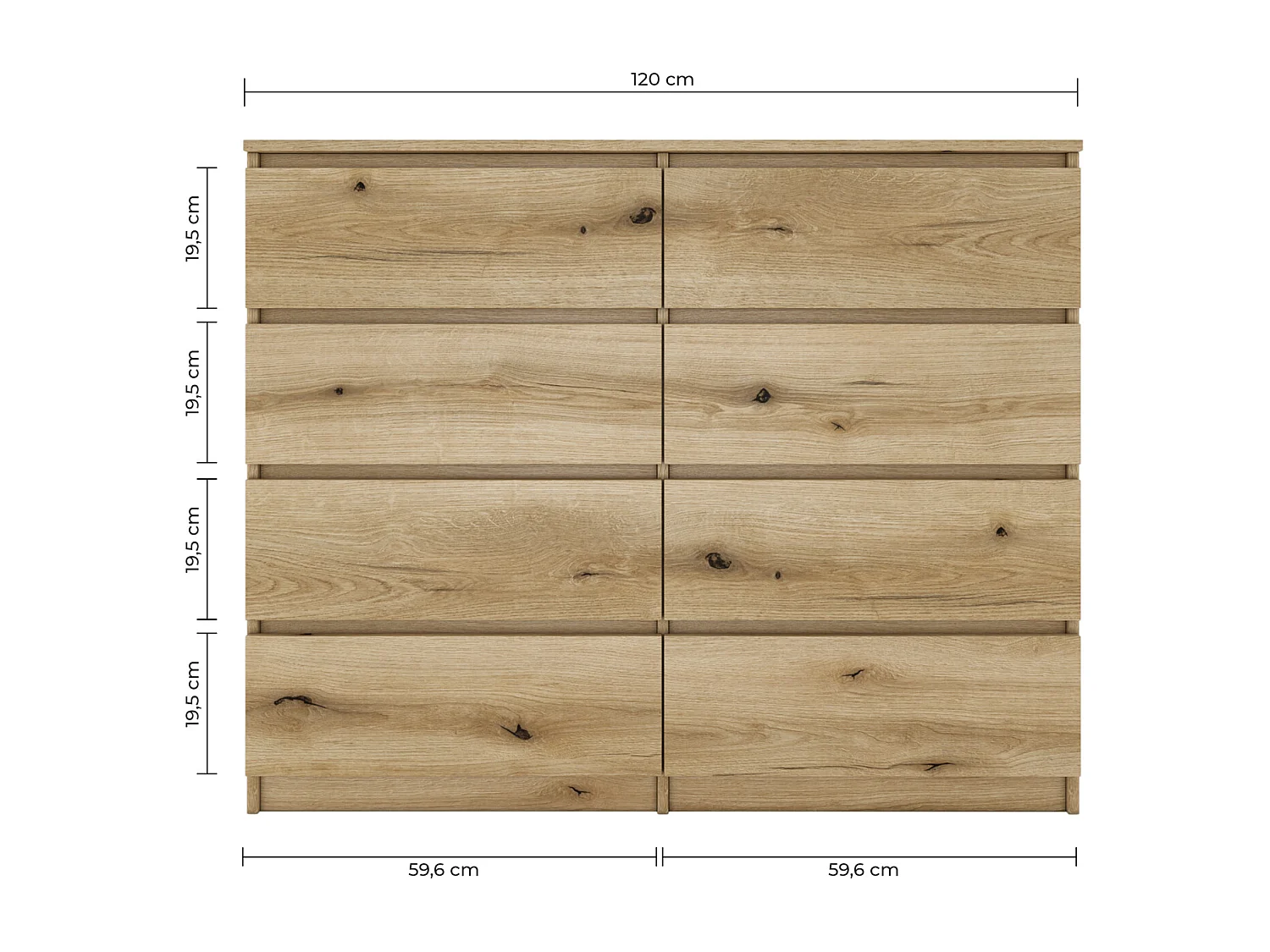 MILAN | Commode moderne grande 8 tiroirs chambre salon | Dimensions 97x120x40  | Design minimaliste | Meuble de rangement