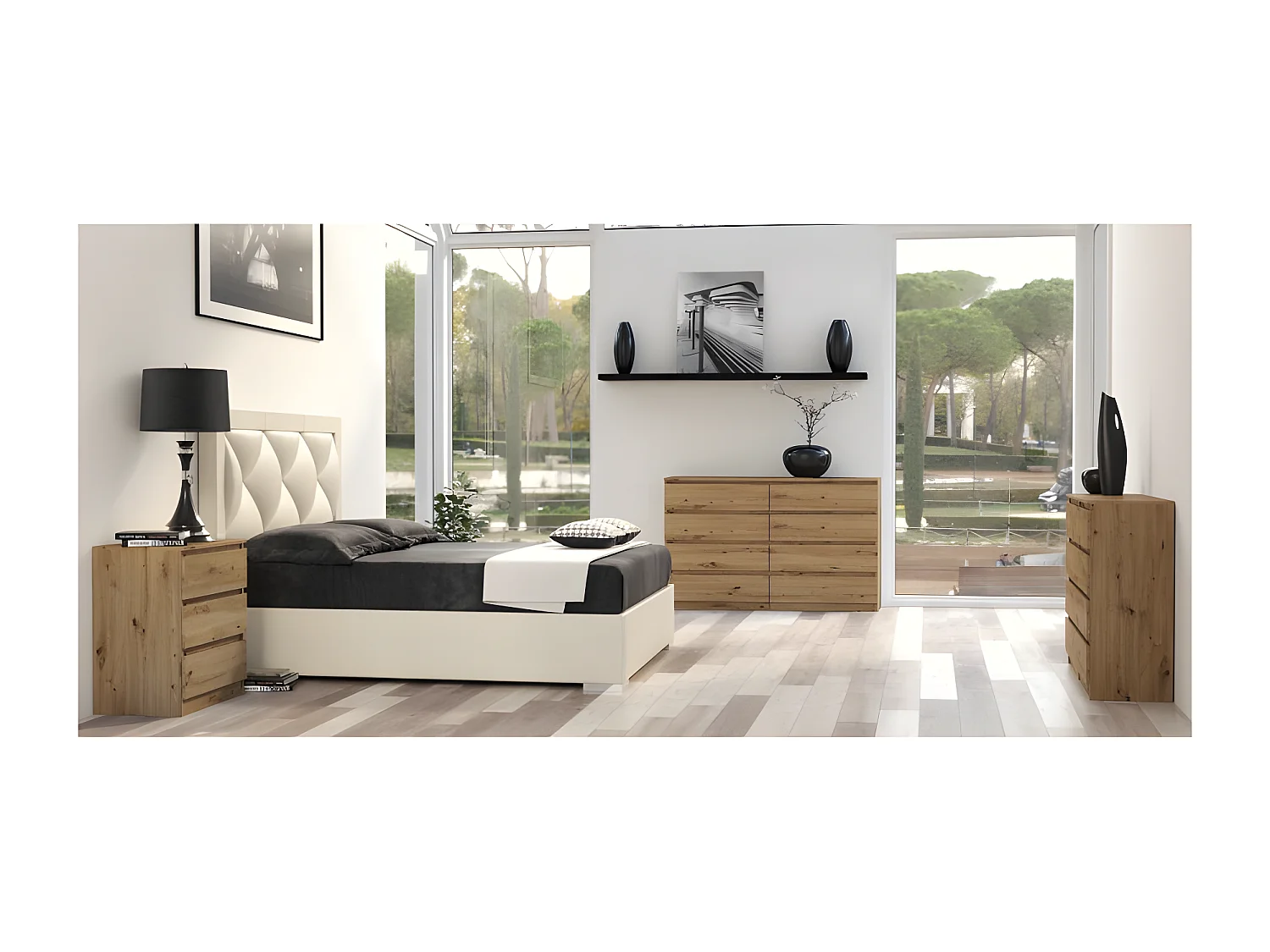 MILAN | Commode moderne grande 8 tiroirs chambre salon | Dimensions 97x120x40  | Design minimaliste | Meuble de rangement