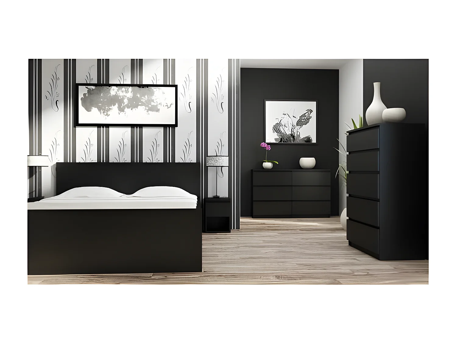 MILANO | Cassettiera moderna per camera da letto/soggiorno/ufficio 40x70x109.5 | 5 cassetti scorrevoli | Mobile contenitore | chiffon