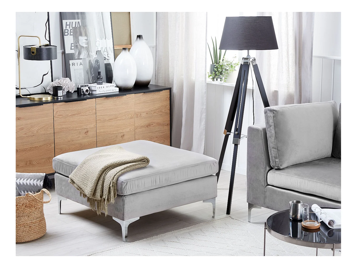 Ottomaan EVJA Fluweel Grijs