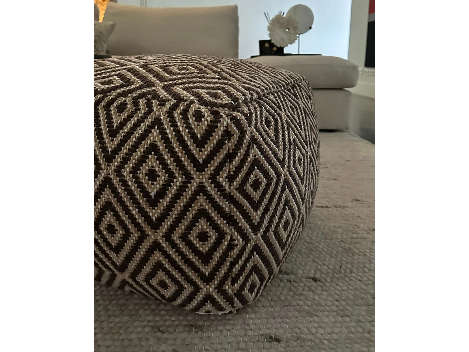 Pouf MANISA Laine Marron 60 cm 60 cm 40 cm