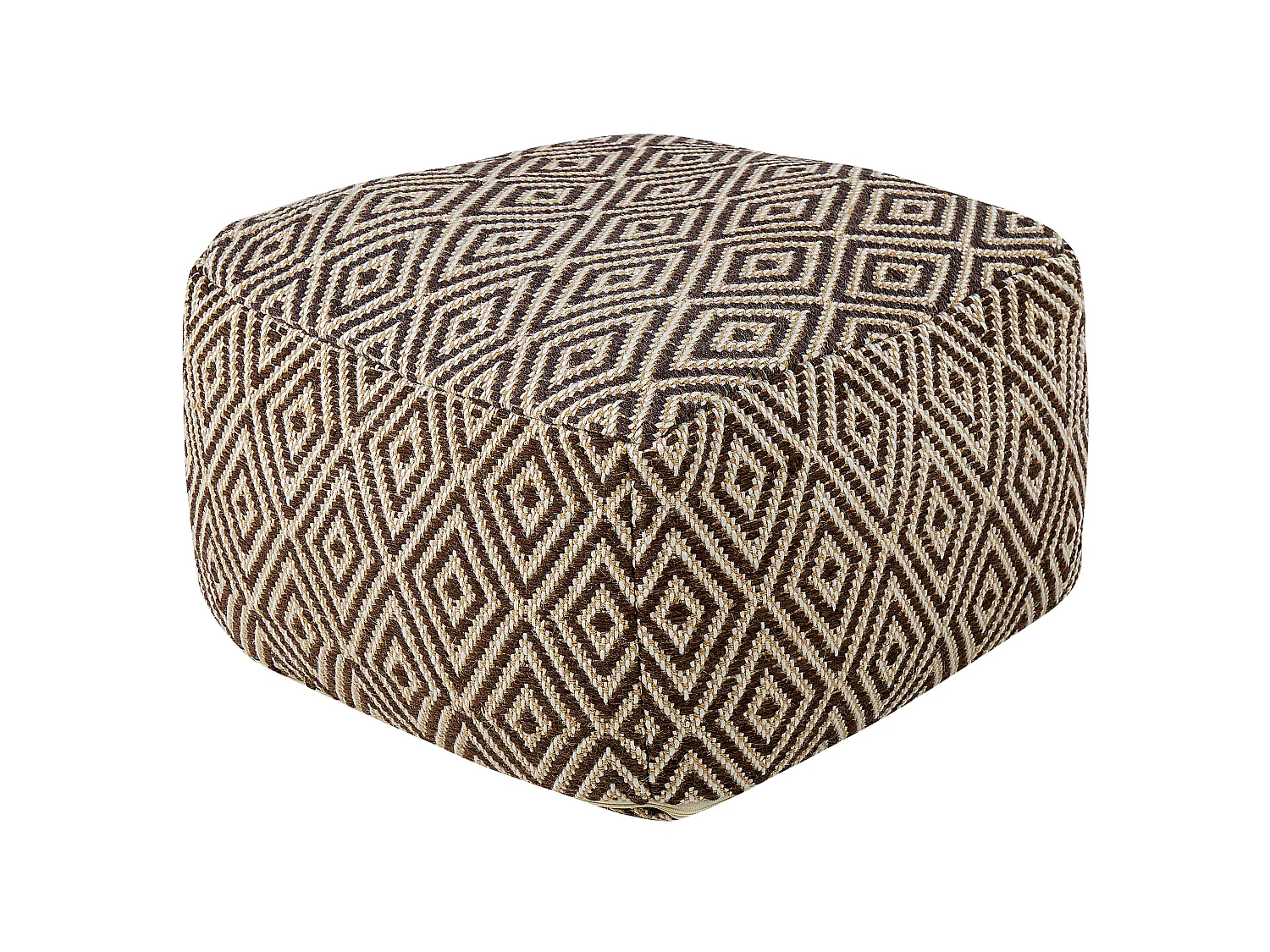 Moderner gewebter Pouffe braun / beige Wolle mit geometrischem Muster Manisa