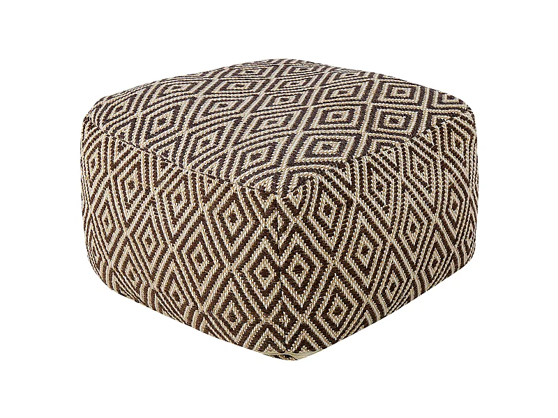Moderner gewebter Pouffe braun / beige Wolle mit geometrischem Muster Manisa