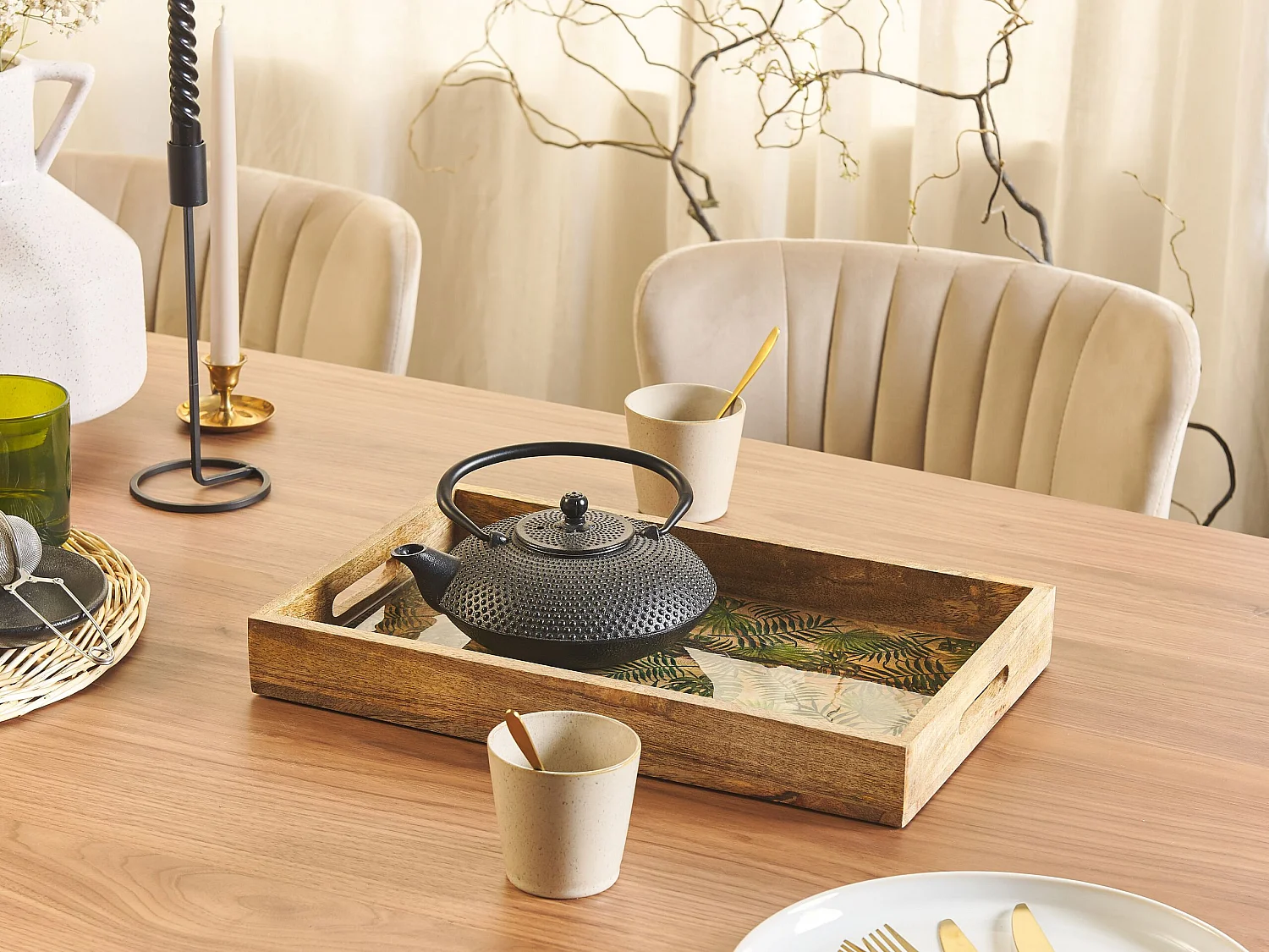 Decoratief dienblad TYLIS Mangohout Natuurlijk