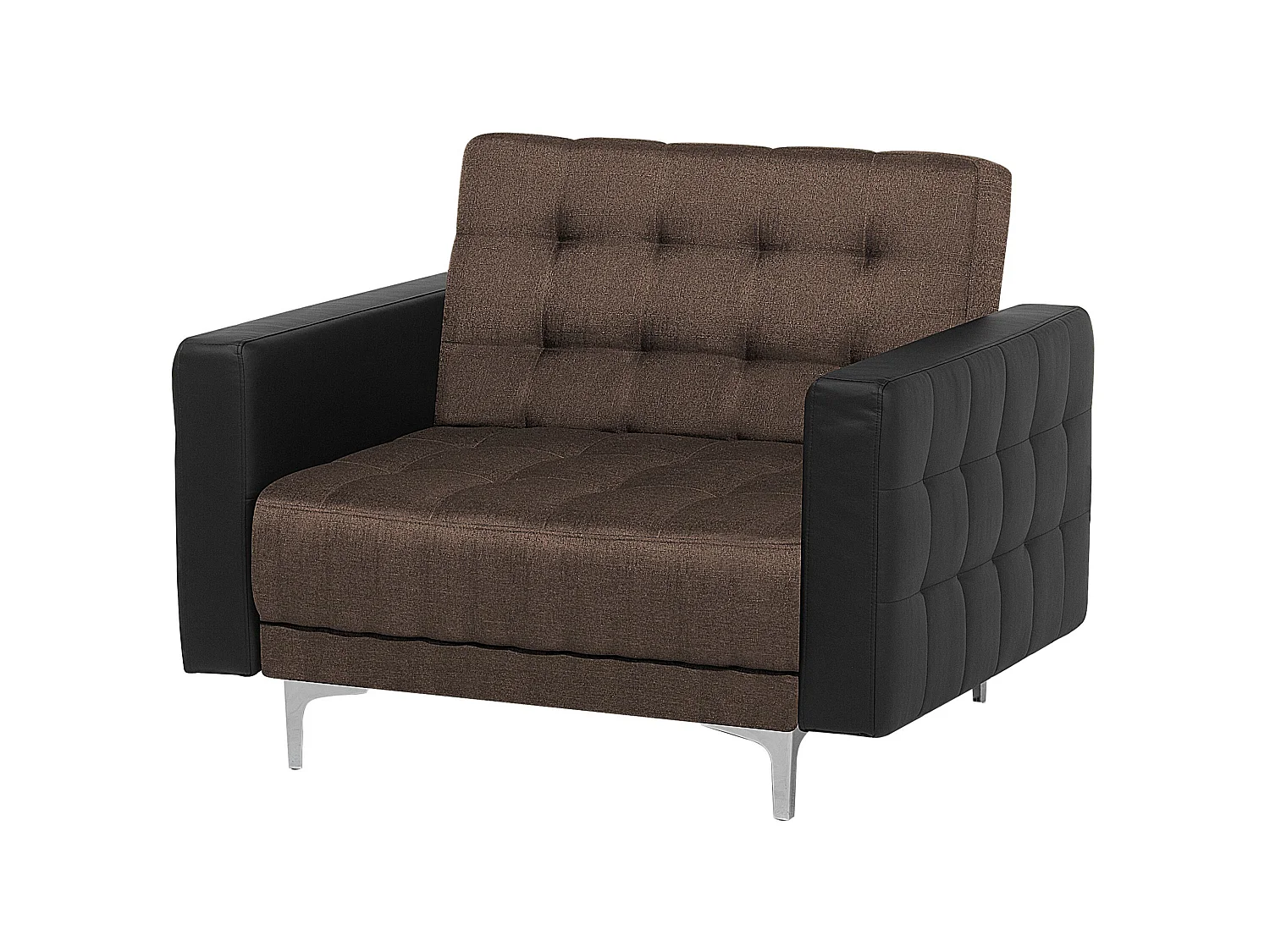 Poltrona in tessuto marrone/pelle nera ABERDEEN