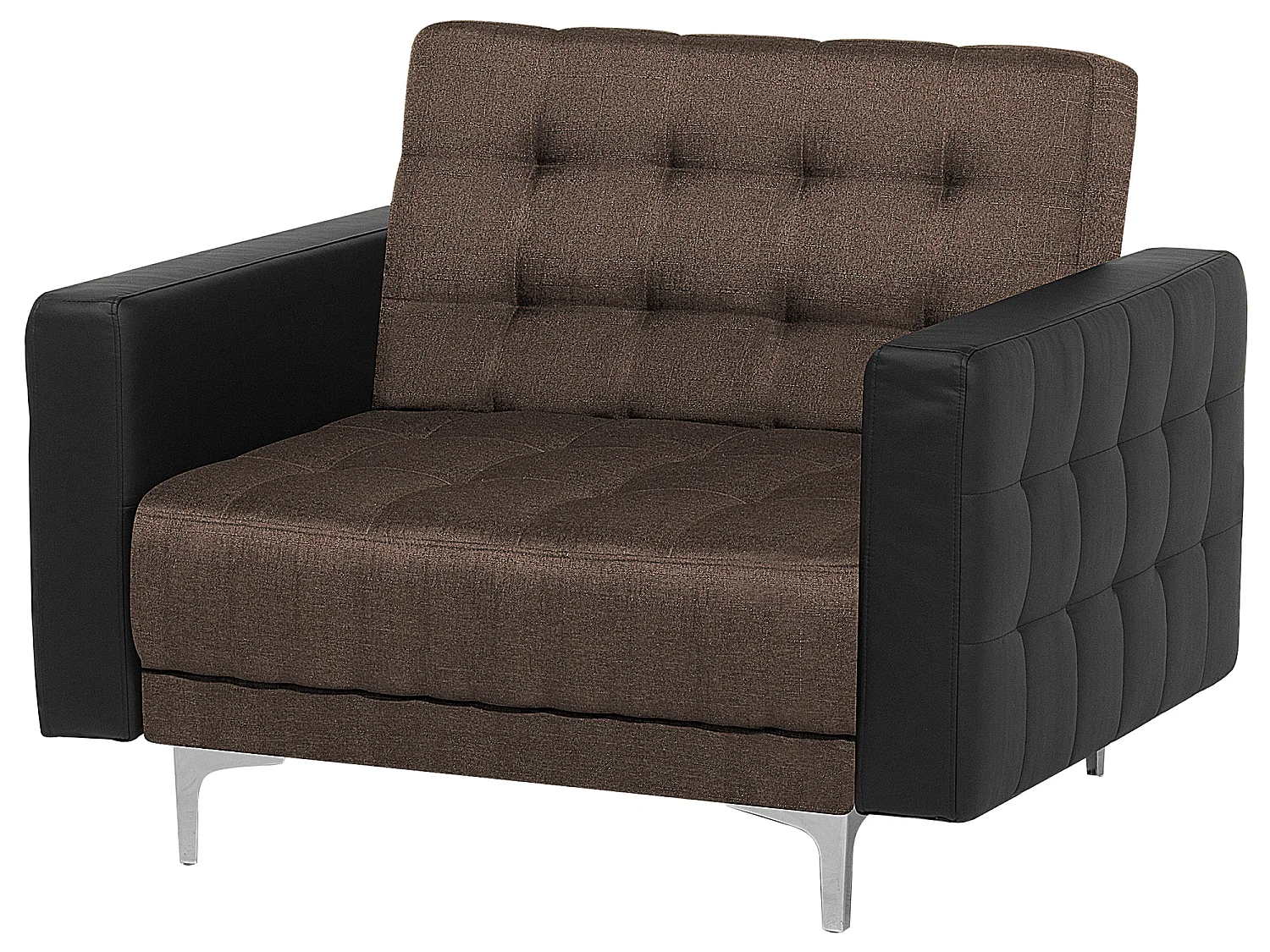 Poltrona in tessuto marrone/pelle nera ABERDEEN