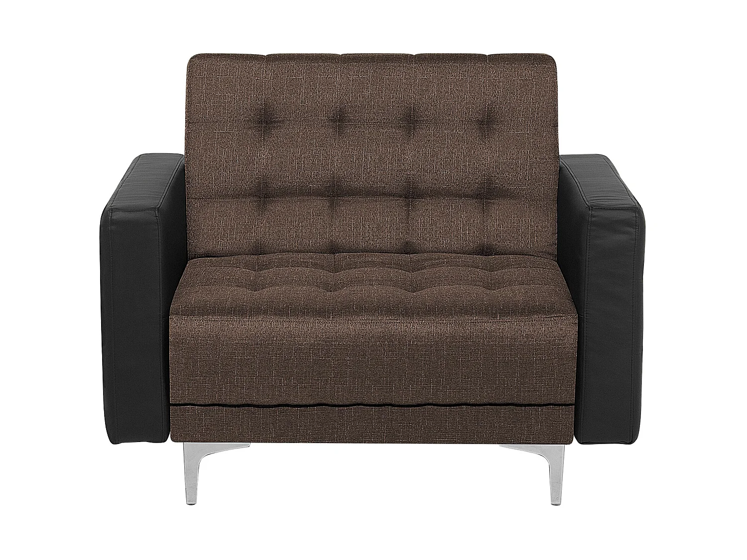 Poltrona in tessuto marrone/pelle nera ABERDEEN