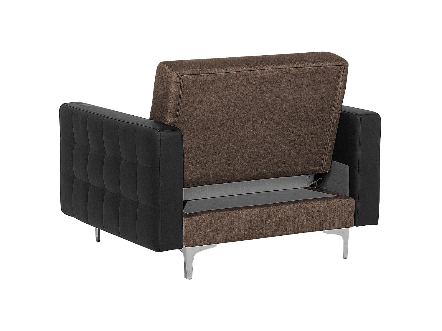 Poltrona in tessuto marrone/pelle nera ABERDEEN