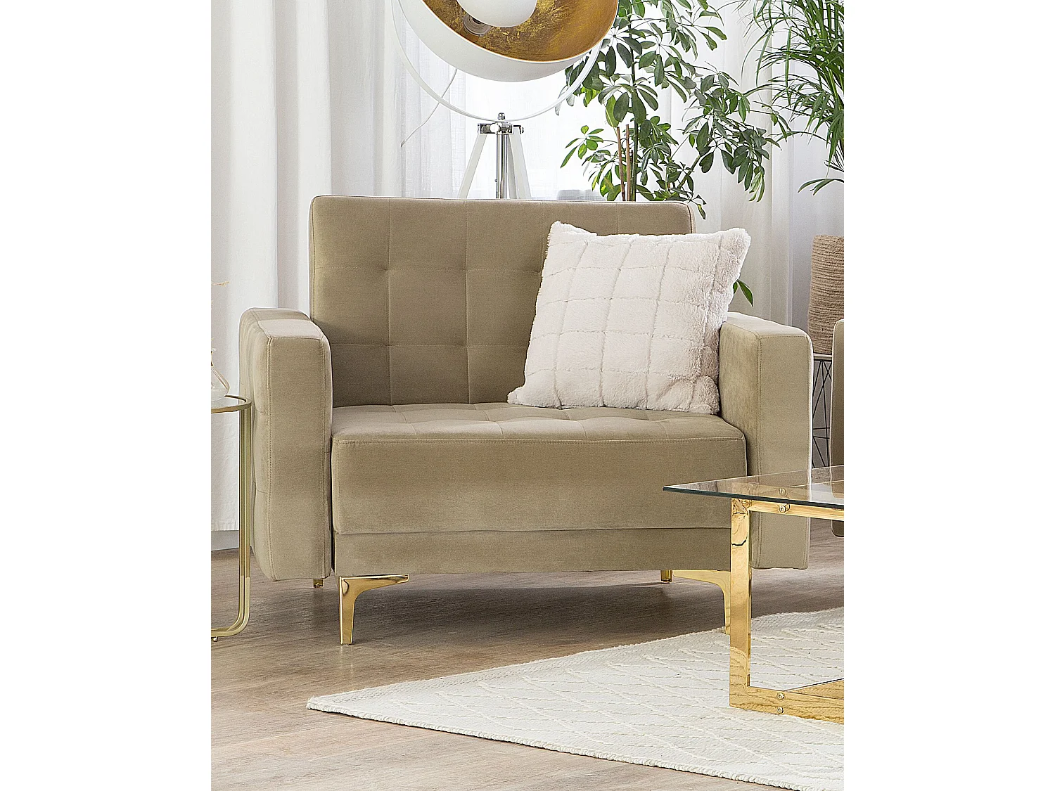 Poltrona ABERDEEN Velluto Beige sabbia