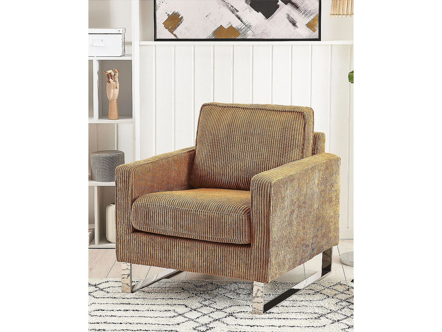 Fauteuil VIND Velours côtelé Marron clair