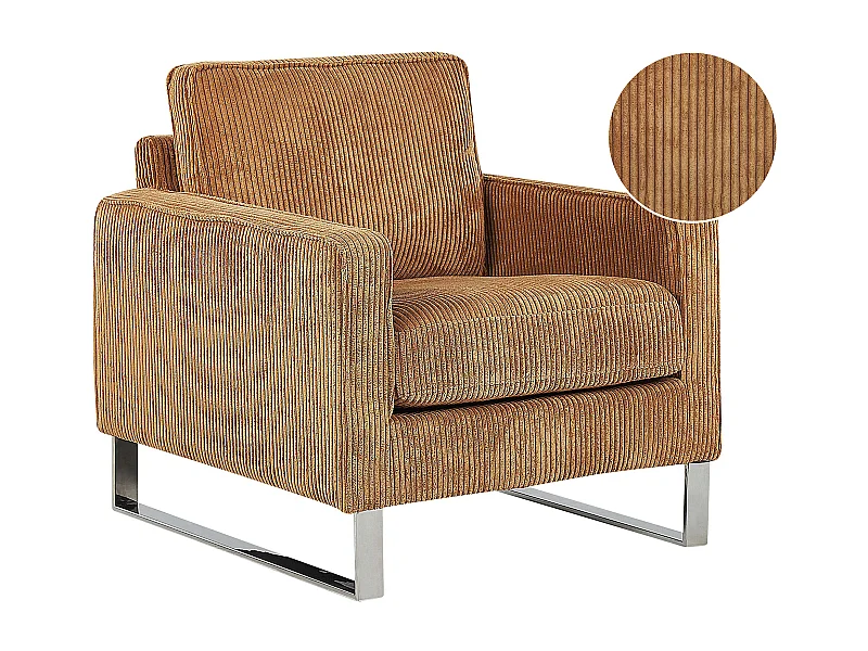 Fauteuil VIND Velours côtelé Marron clair