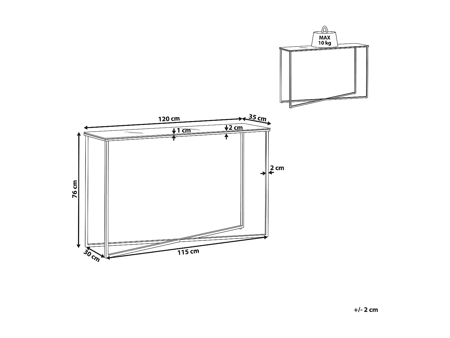 Consoletafel ROYSE Veiligheidsglas Wit marmer