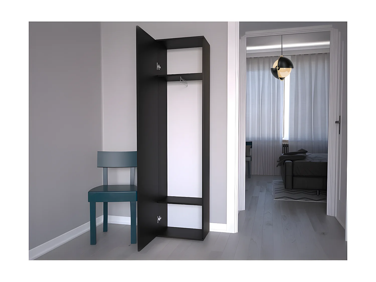 ATARA | Mueble de entrada con gran espejo | 180x50x35cm | Dos baldas + perchero en el interior | Muebles de entrada