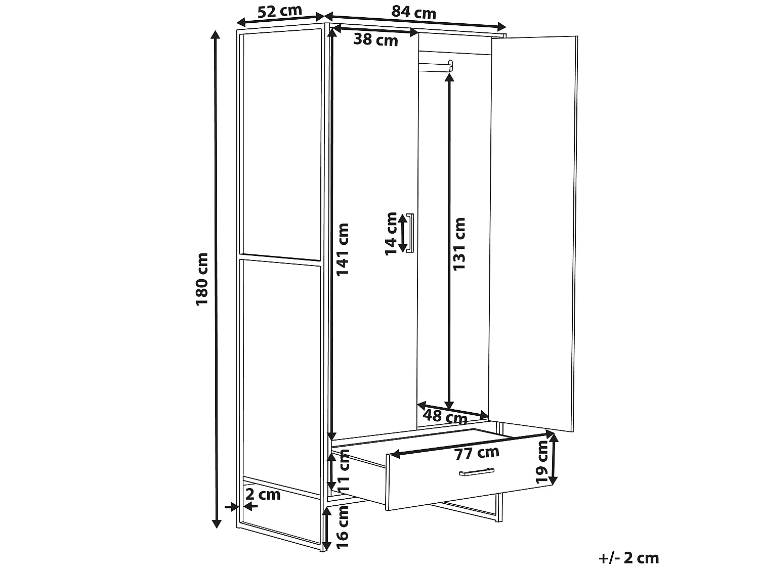 Armoire 2 portes avec tiroir bois clair SCHWEDT