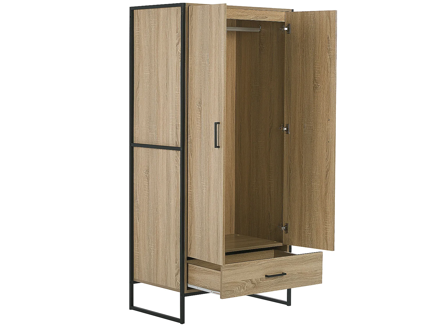 Armoire 2 portes avec tiroir bois clair SCHWEDT