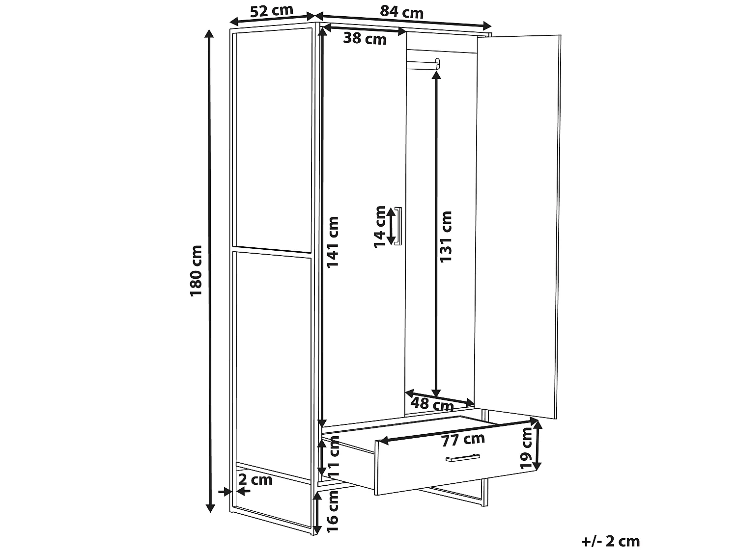 Armoire 2 portes avec tiroir bois clair SCHWEDT