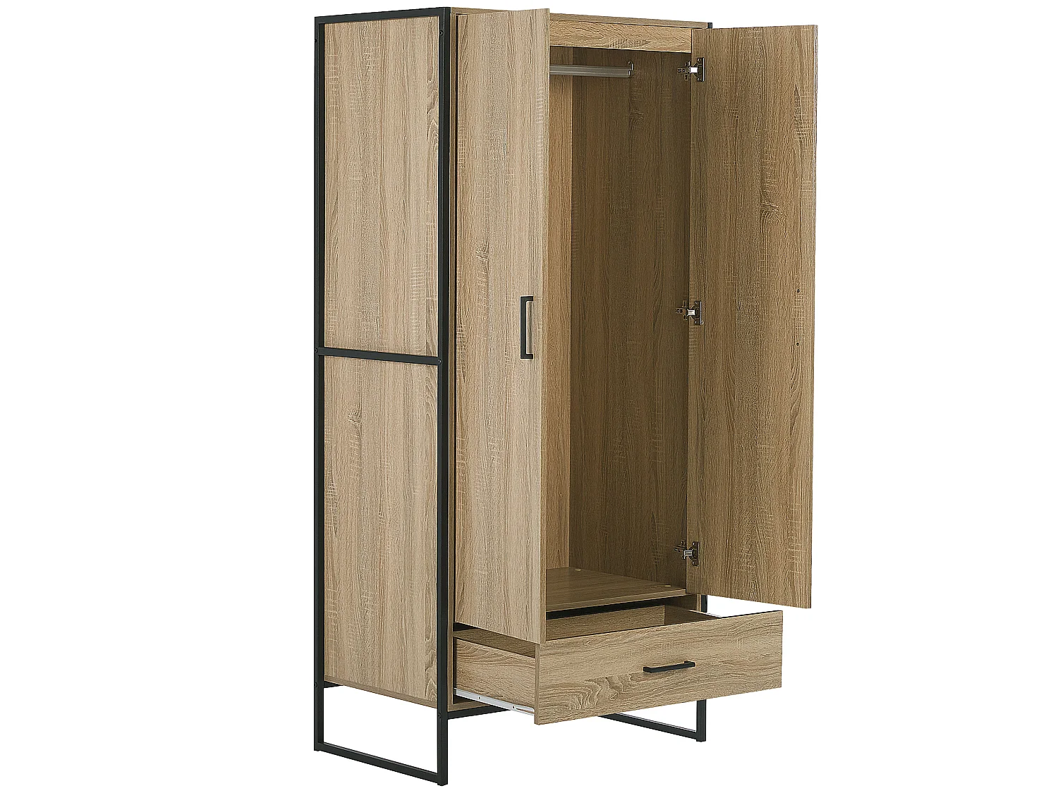 Armoire 2 portes avec tiroir bois clair SCHWEDT