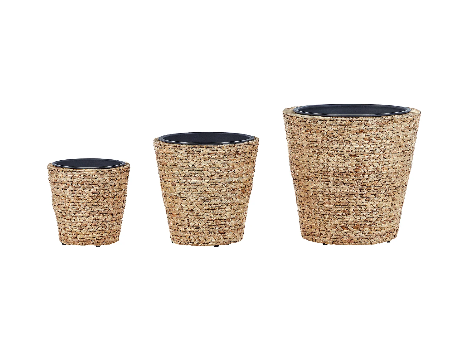 Set van 3 bloempotten PLAKA Wicker 29/37/49 cm Natuurlijk