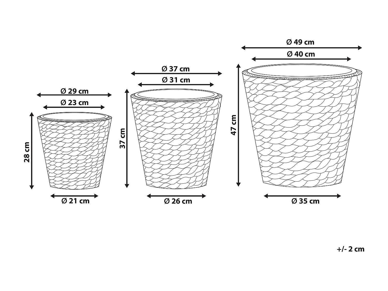 Moderne Blumentöpfe 3er Set Wasserhyazinthe natur Boho-Stil Plaka