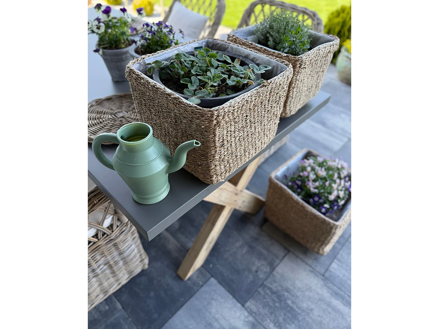 Lot de 3 pots de fleurs RIVULINE Osier 23/27/30 cm Naturel