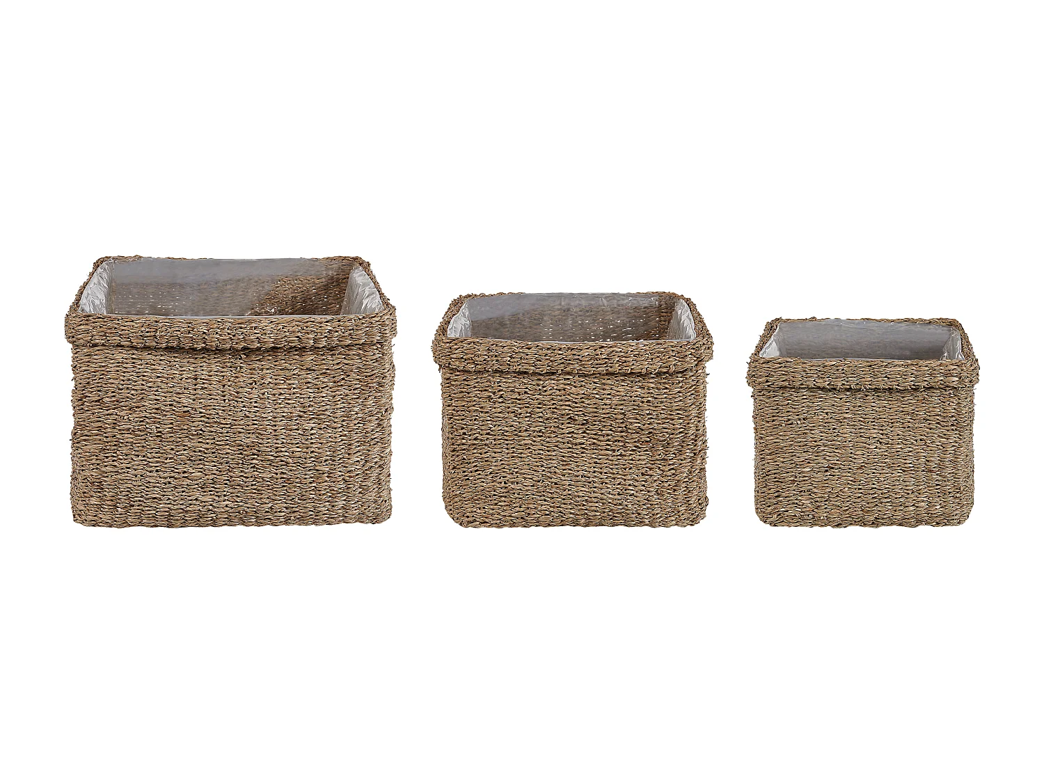 Lot de 3 pots de fleurs RIVULINE Herbier marin 23/27/30 cm Naturel