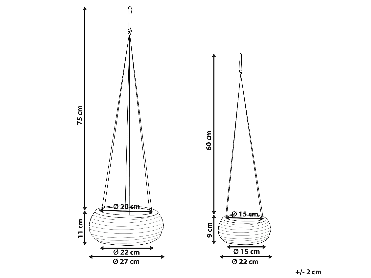 Set van 2 bloempotten REMORA Wicker 27/22 cm Natuurlijk