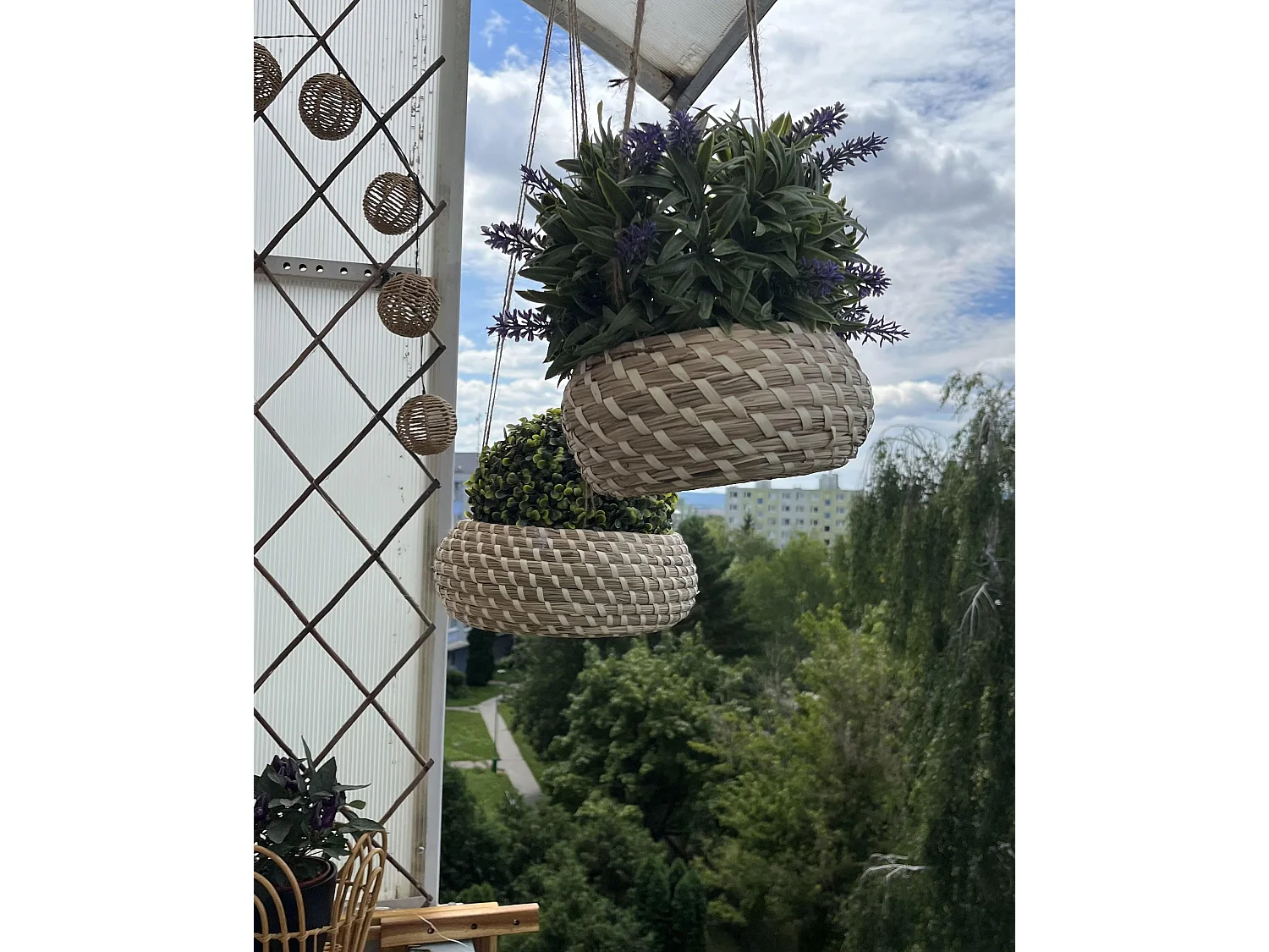 Set van 2 bloempotten REMORA Wicker 27/22 cm Natuurlijk