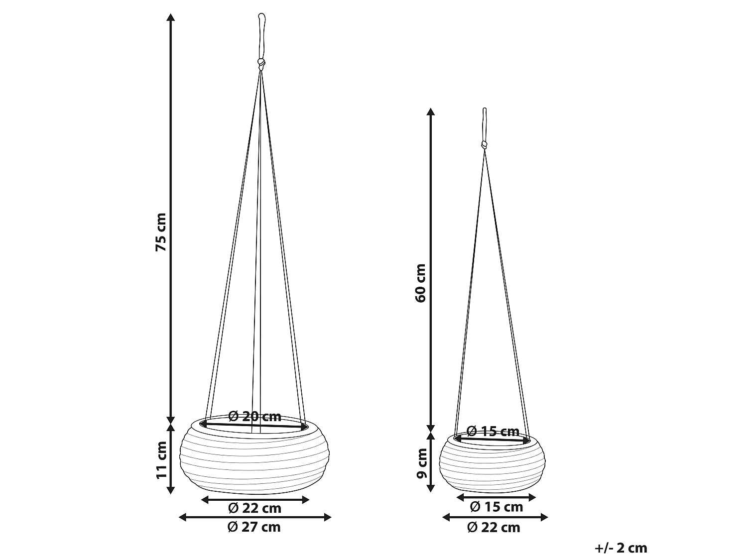 Lot de 2 pots de fleurs REMORA Herbier marin 22/14 cm Naturel