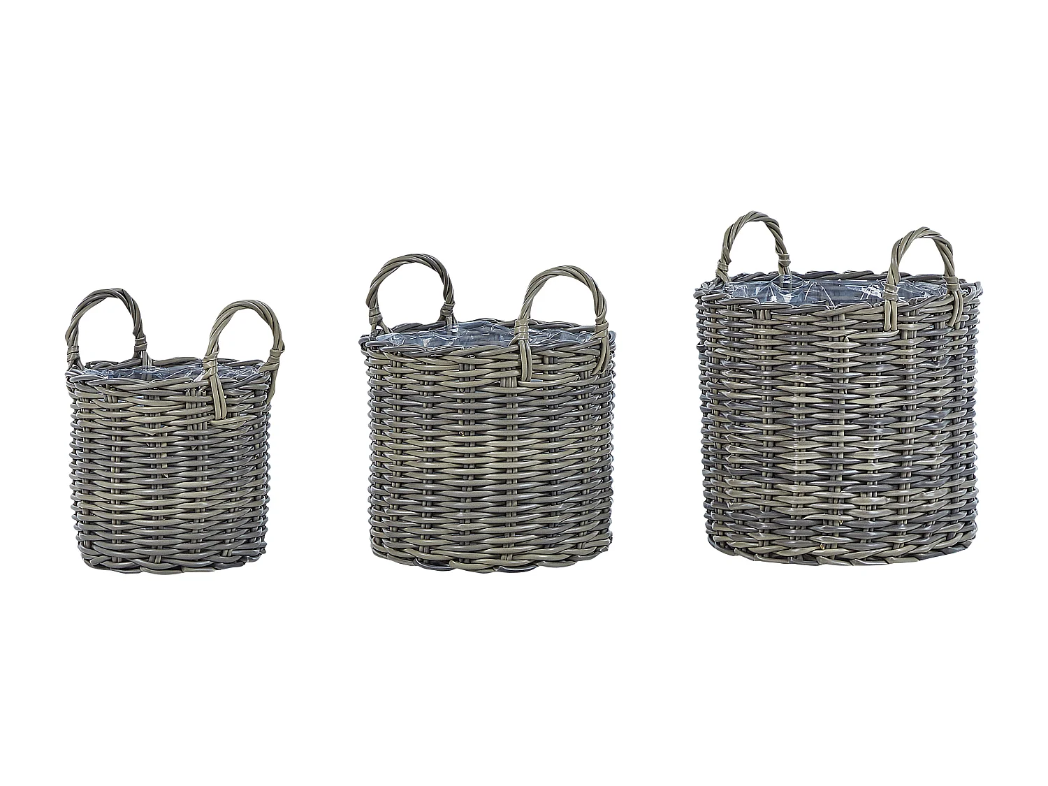 Lot de 3 pots de fleurs NIKITI Polyrotin 29/35/40 cm Taupe