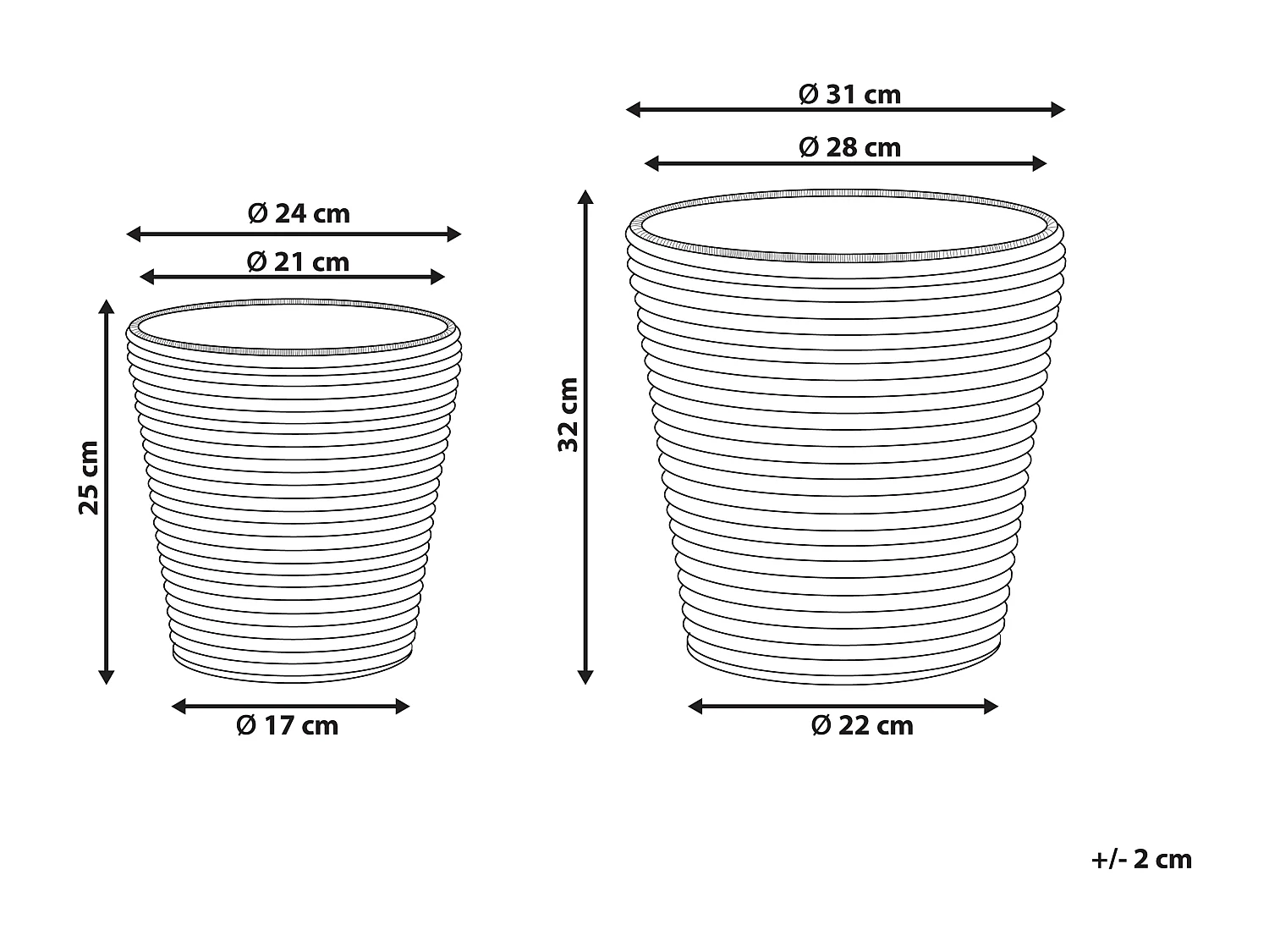 Lot de 2 pots de fleurs SARTI 24/31 cm Marron