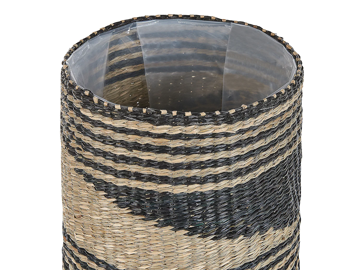 Lot de 3 pots de fleurs RATTAIL Herbier marin 32/29/27 cm Noir