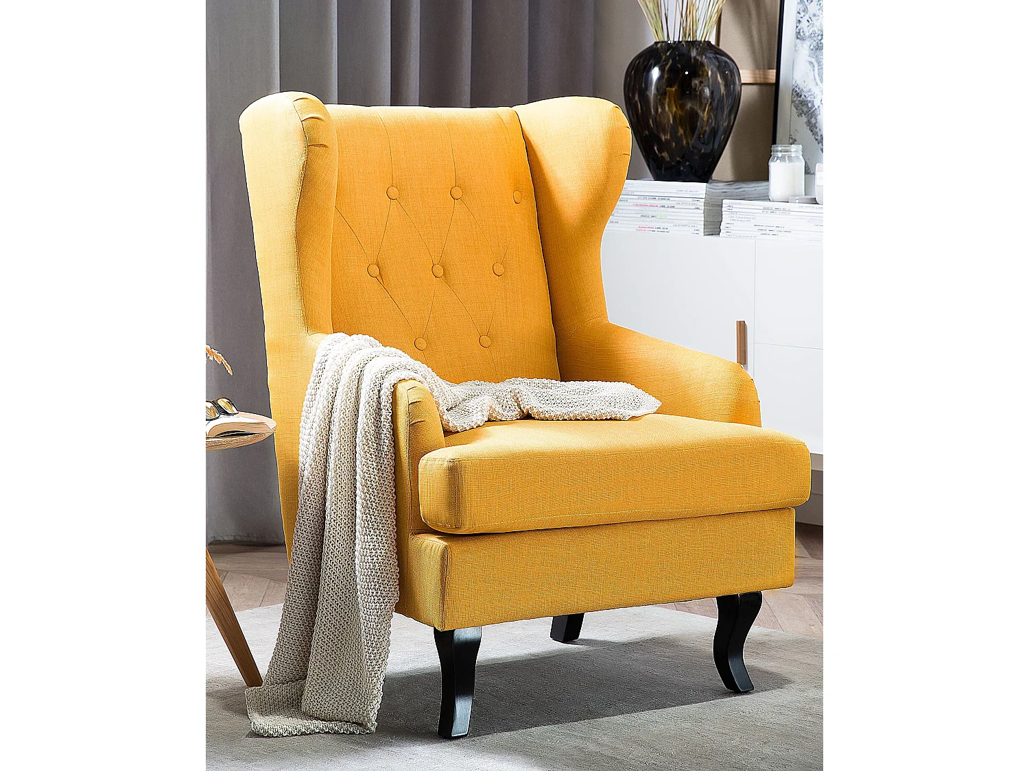 Fauteuil à oreilles ALTA Tissu Jaune