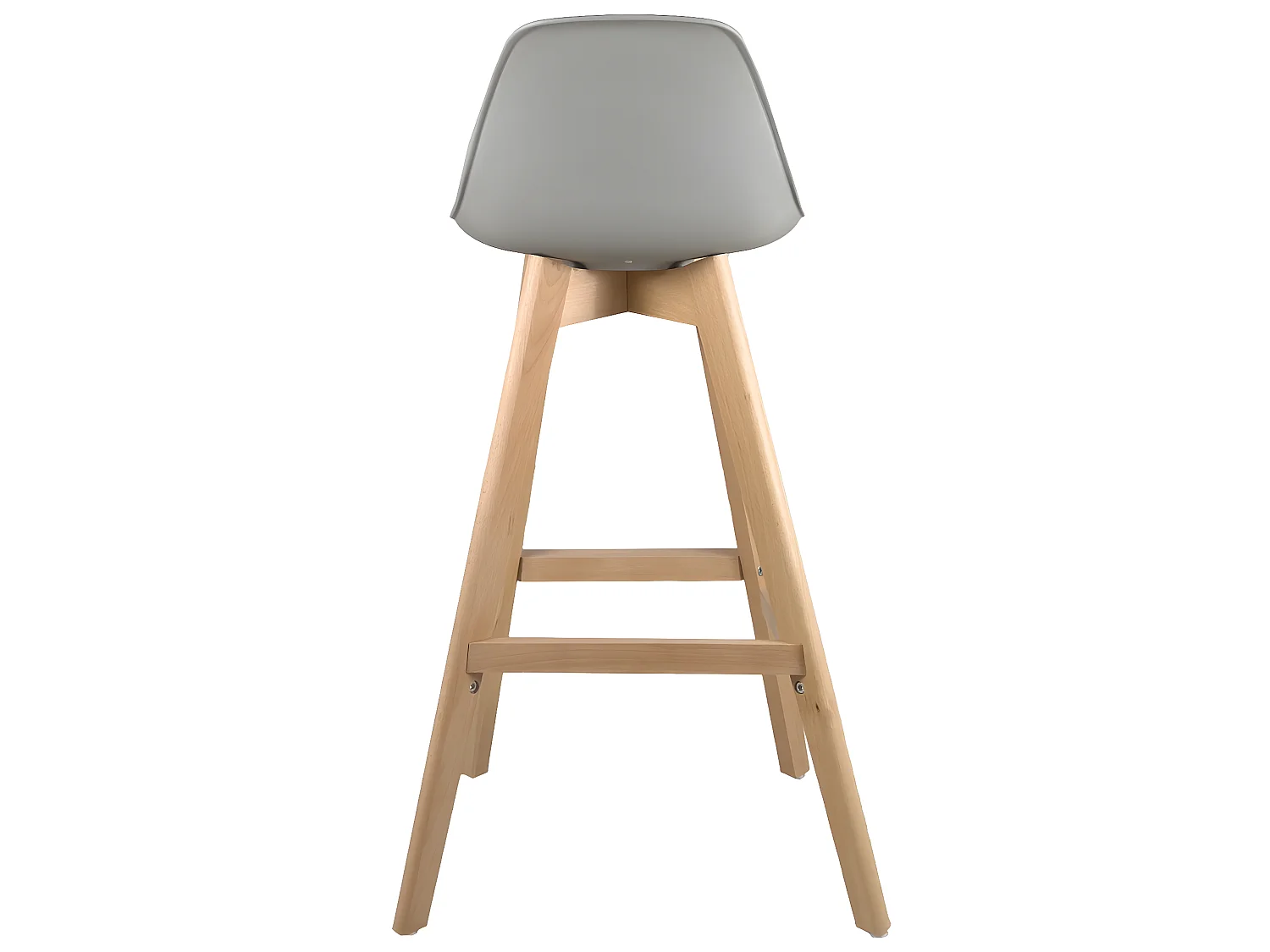 Lote de 2 sillas de bar escandinavas de 67 cm de altura con respaldo y cojín de símil cuero, patas de madera clara MALI (gris)