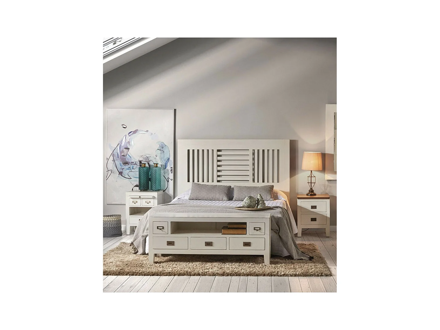EVEREST - Table de chevet en bois blanc L45