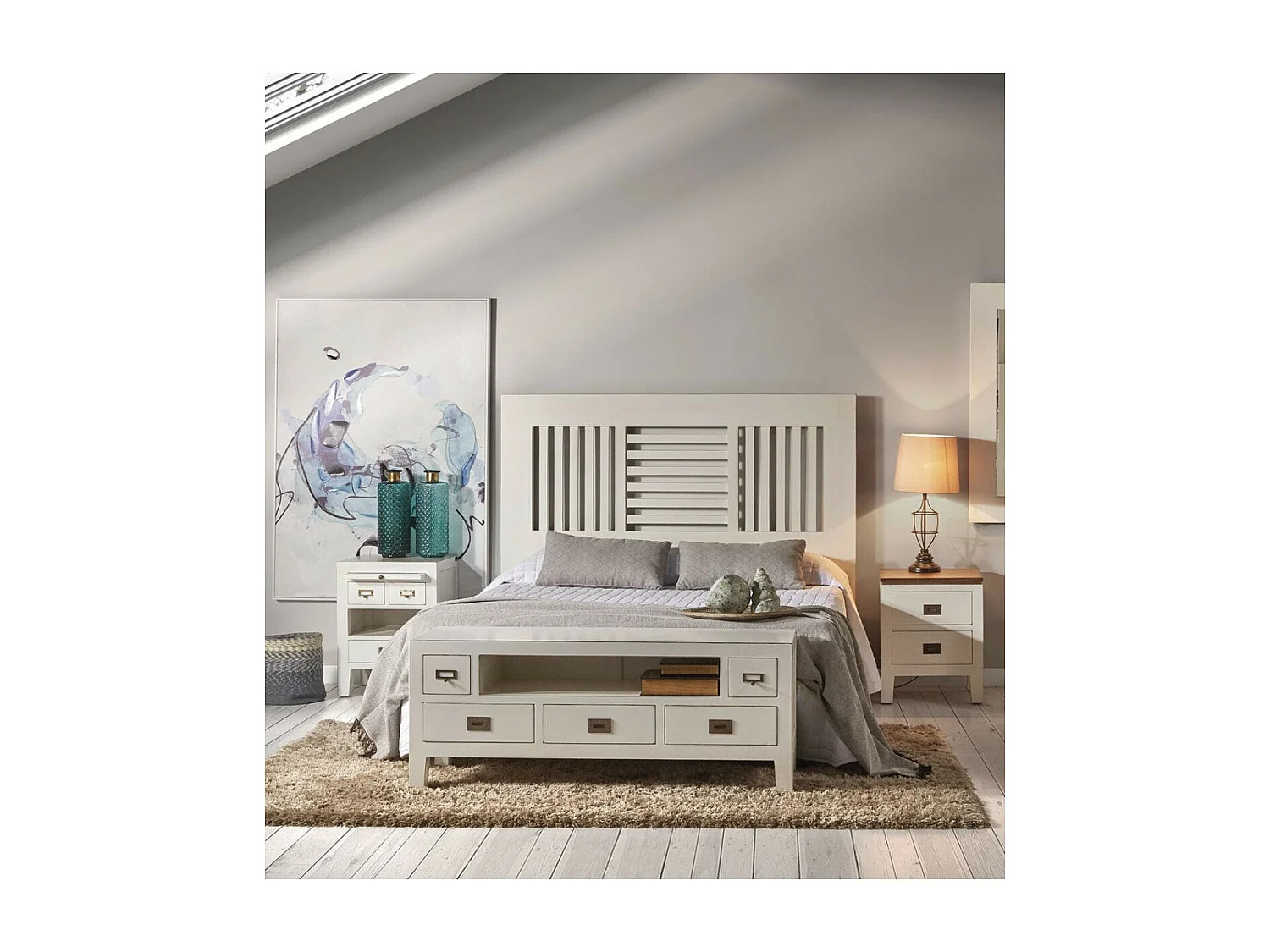 EVEREST - Table de chevet en bois blanc L45