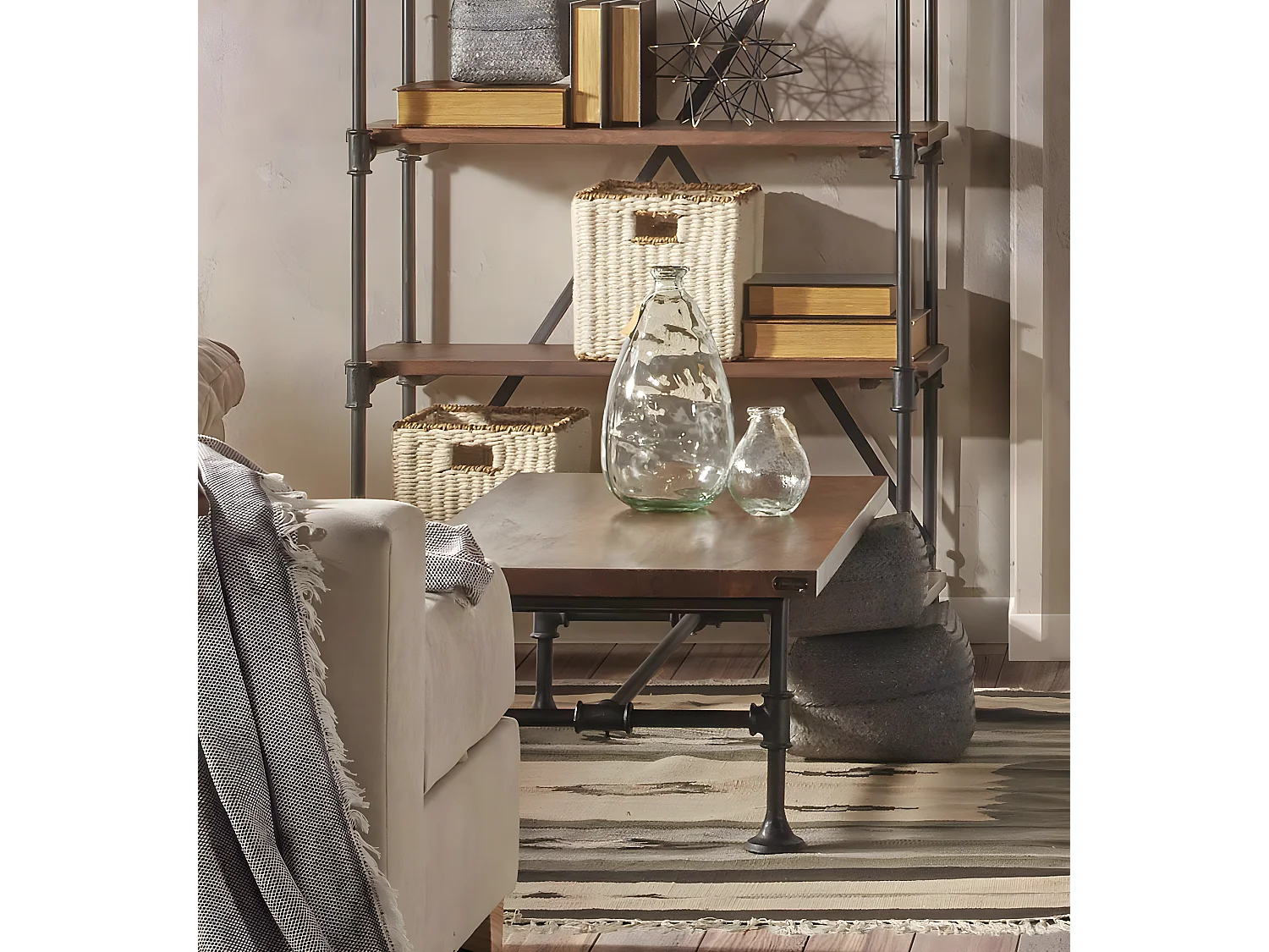 PIPA - Table en bois et fer noir L120