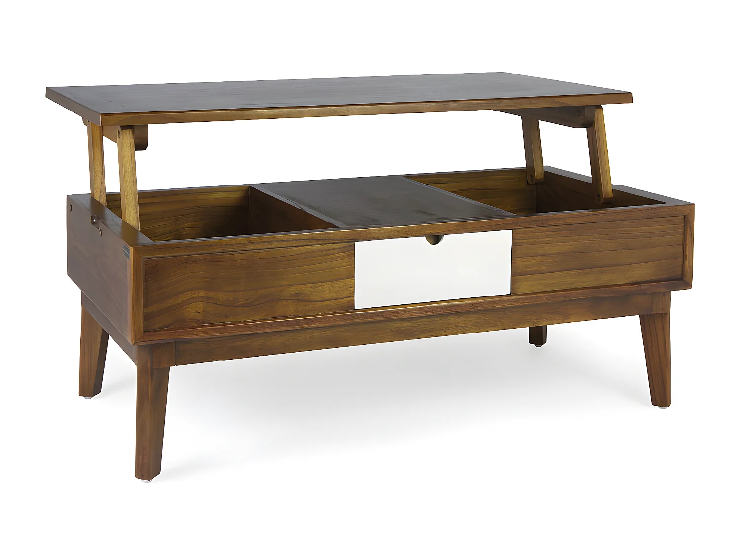 ARTIC - Table basse en bois  marron et blanc L115