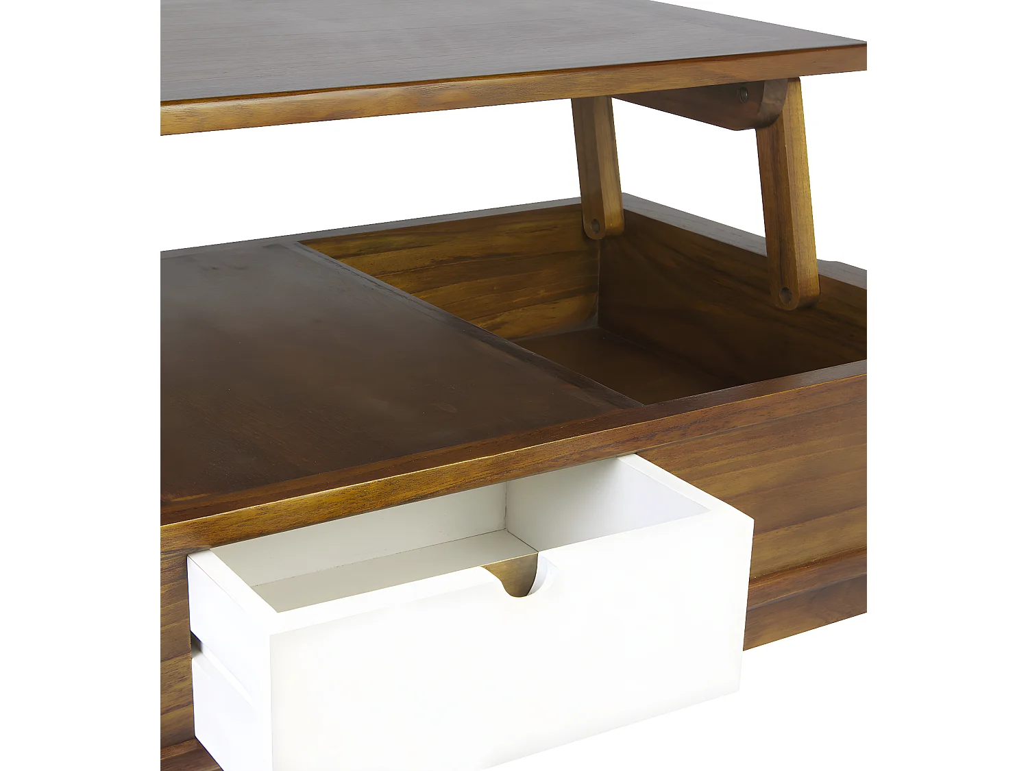 ARTIC - Table basse en bois  marron et blanc L115